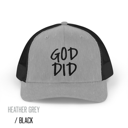 GOD DID - Snapback Faith-Based Trucker Cap For Christians, Prayer Warriors, Believers