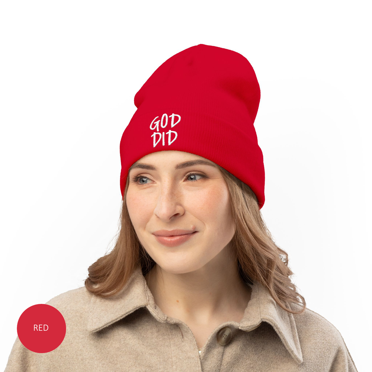 GOD DID - Embroidered Knit Statement Beanie