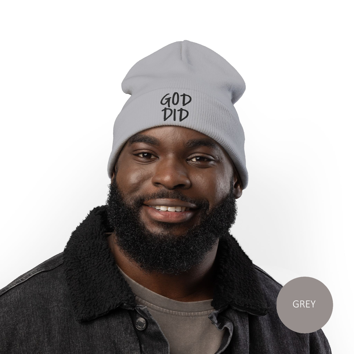 GOD DID - Embroidered Knit Statement Beanie