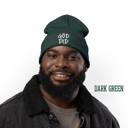 GOD DID - Embroidered Knit Statement Beanie