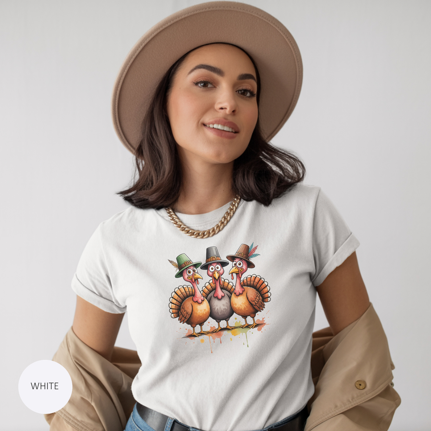 Funny Thanksgiving Turkey Trio T-shirt, Fall Celebration, Family Gatherings, Holiday Apparel, Thanksgiving Gift