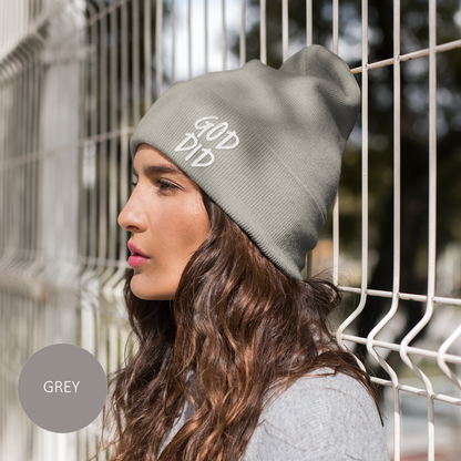 GOD DID - Embroidered Knit Statement Beanie
