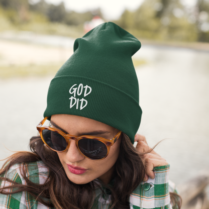 GOD DID - Embroidered Knit Statement Beanie