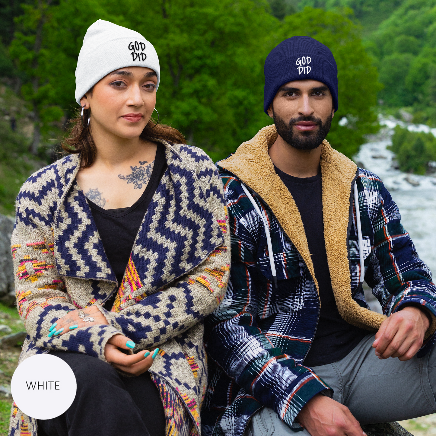 GOD DID - Embroidered Knit Statement Beanie