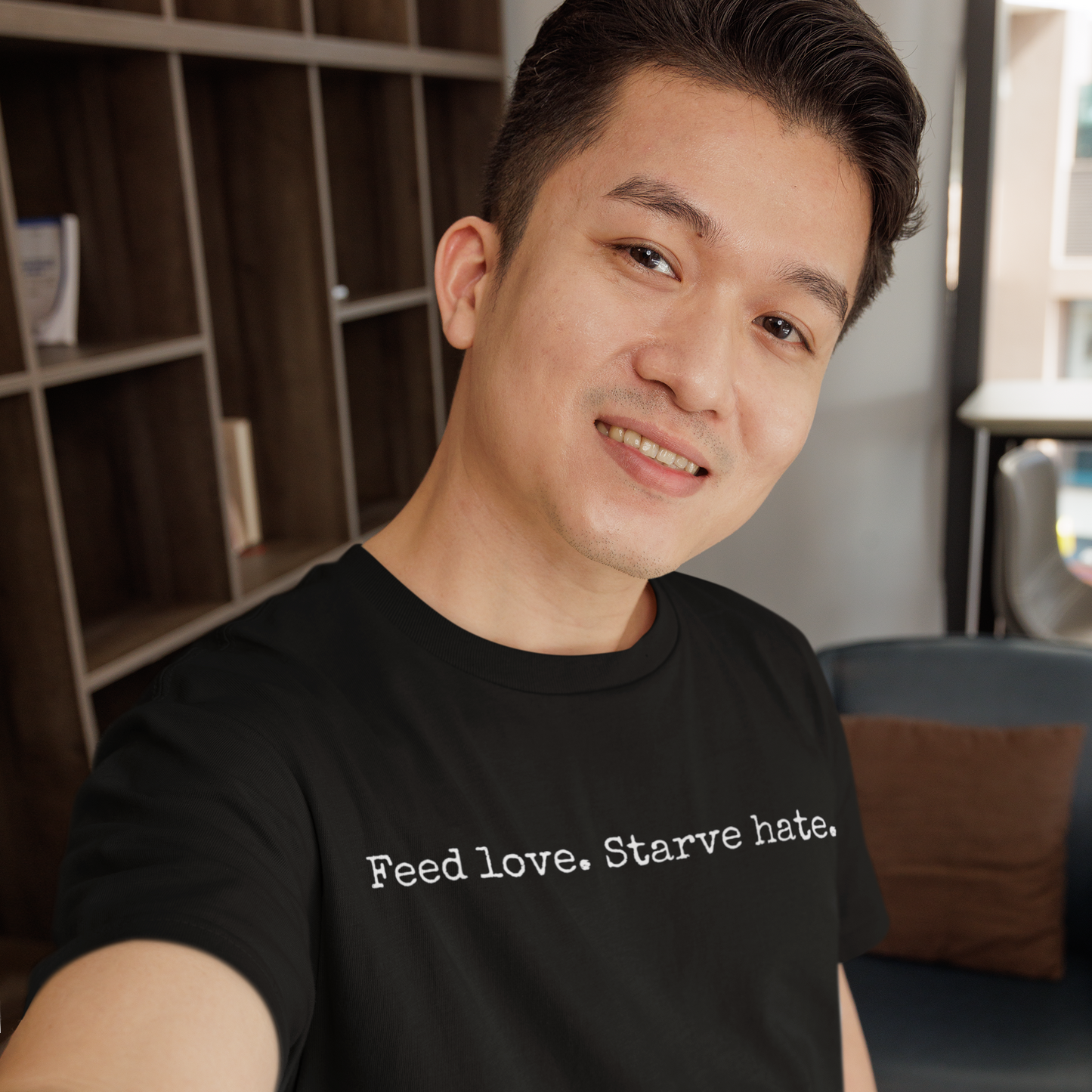 Feed Love, Starve Hate Positive Statement T-Shirt. Spread Love And Kindness!