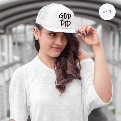 GOD DID - Snapback Faith-Based Trucker Cap For Christians, Prayer Warriors, Believers