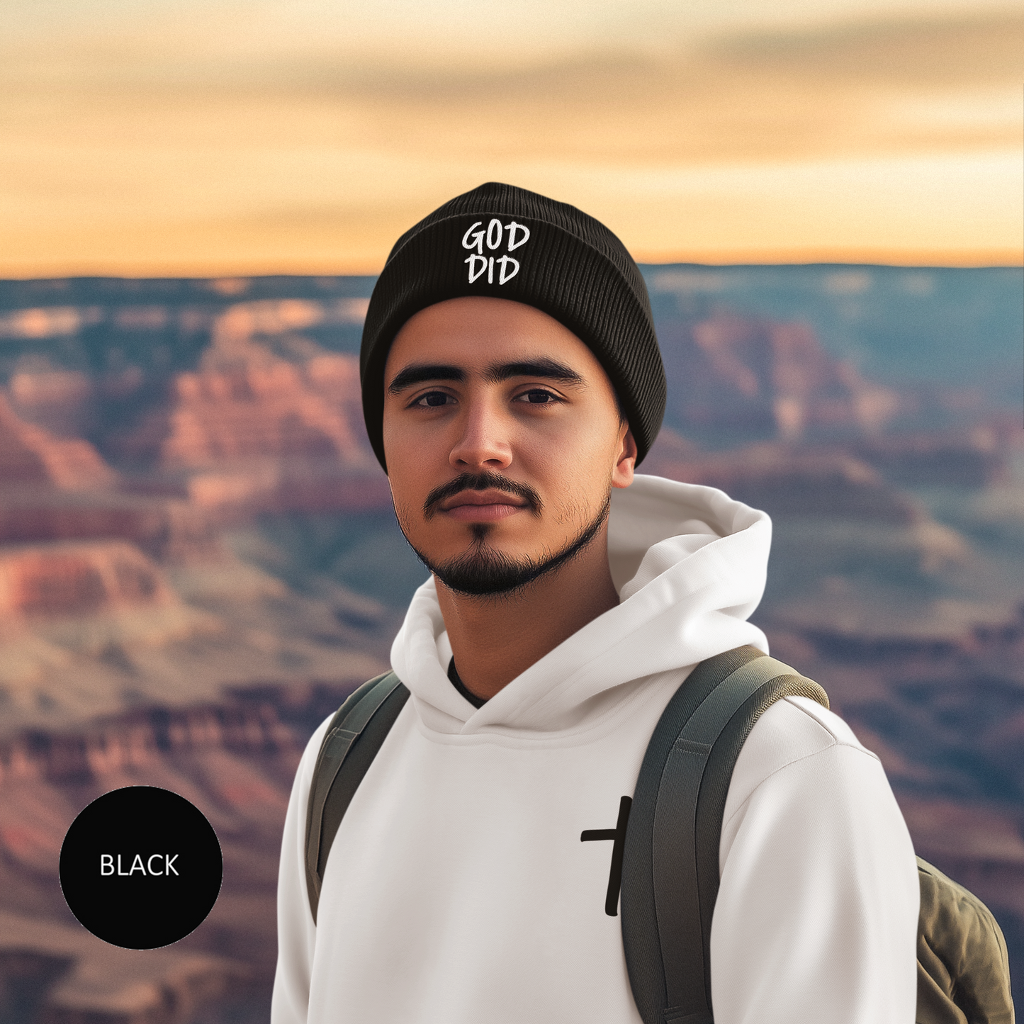 GOD DID - Embroidered Knit Statement Beanie